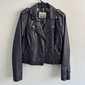 Levi's Women's Navy Leather Biker Jacket